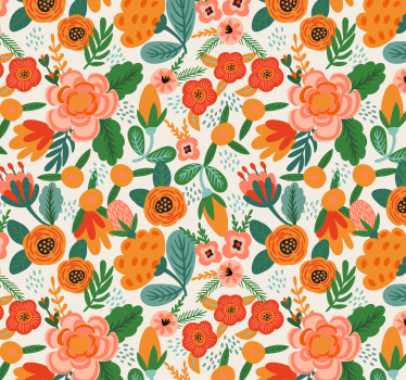 Tapeta kwiaty ilustracja kwiatowa - TenStickers