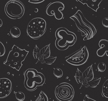 Tapeta kuchenna Składnik pizzy czarny - TenStickers