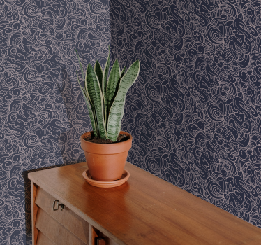 Tapeta Granatowy wzór paisley - TenStickers