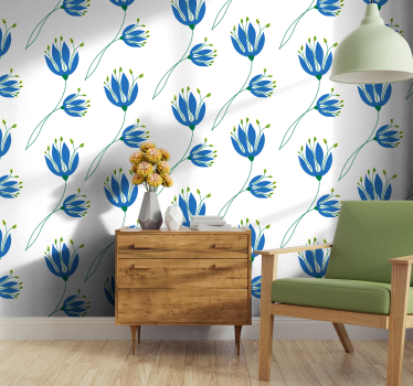 Kwiat tapeta niebieskie tulipany - TenStickers