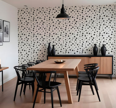 Nowoczesna tapeta do salonu Polka czarno-biały wzór - TenStickers