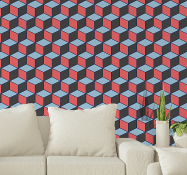 Tapeta 3D do sypialni Geometryczne kwadraty 3d - TenStickers