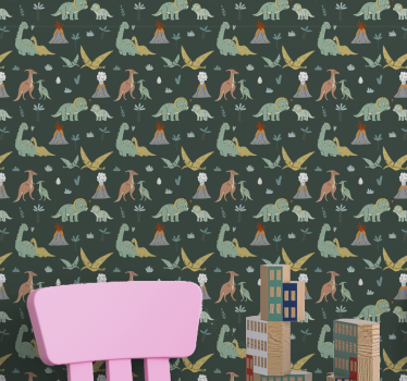 Tapeta dinozaury zachwycający wzór dinozaura - TenStickers