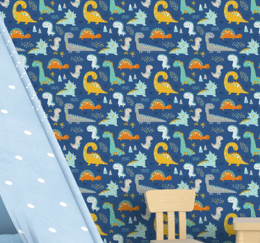 Tapeta dinozaury wzór dinozaurów - TenStickers