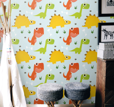 Tapeta dinozaury zabawne wzory dinozaurów - TenStickers