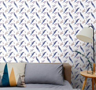 Tapeta do pokoju młodzieżowego Eleganckie pióro akwarel - TenStickers