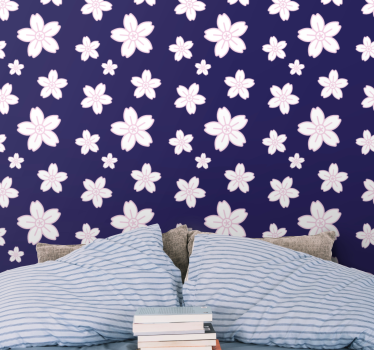 Tapeta dla nastolatka Fioletowy wzór kwiatów w stylu vintage - TenStickers