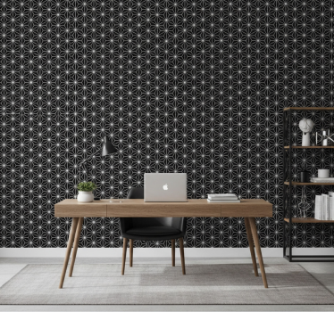 Tapeta do biura w czarno-białe geometryczne diamenty - TenStickers