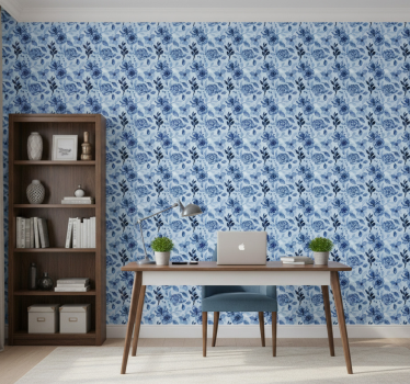 Tapeta do biura w starym niebieskim stylu - TenStickers