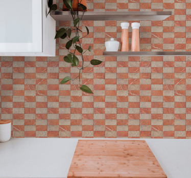 Tapeta do kuchni geometryczne beżowe płytki - TenStickers