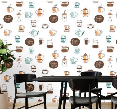 Tapeta do kuchni ilustracja motywu kawy - TenStickers