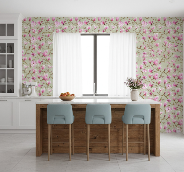 Tapeta do kuchni kwiat różowej magnolii - TenStickers