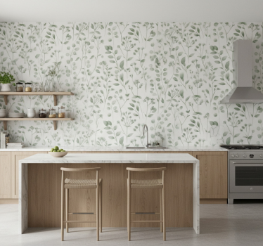 Tapeta do kuchni liście w eleganckim stylu - TenStickers