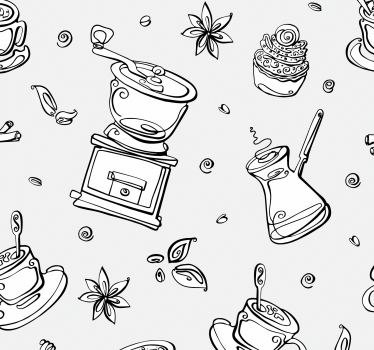 Tapeta do kuchni szkic motywu kawy - TenStickers