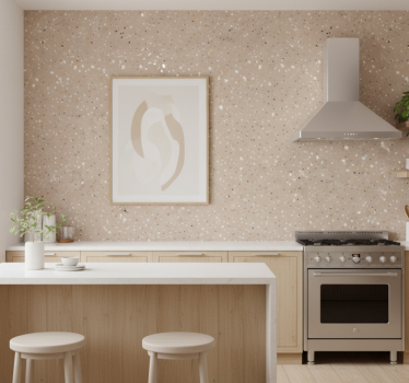 Tapeta do kuchni w beżową teksturę terrazzo - TenStickers
