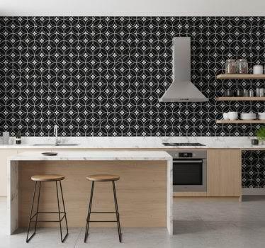 Tapeta do kuchni w kwiatowe płytki - TenStickers