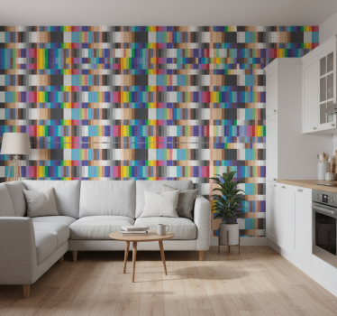 Tapeta do kuchni w multikolorowe małe kwadraty - TenStickers