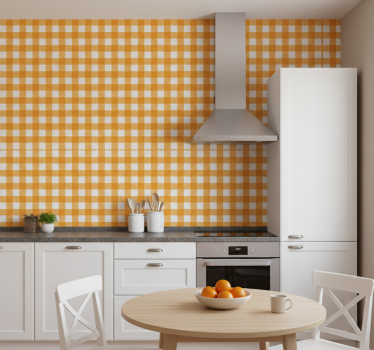 Tapeta do kuchni w pomarańczową kratkę - TenStickers