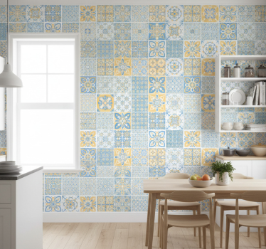 Tapeta do kuchni w stylu portugalskich płytek - TenStickers