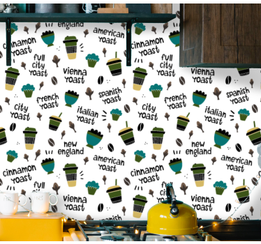 Tapeta do kuchni wzór palenia kawy - TenStickers