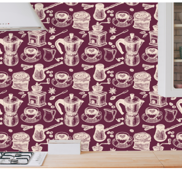 Tapeta do kuchni wzór z motywem kawy - TenStickers
