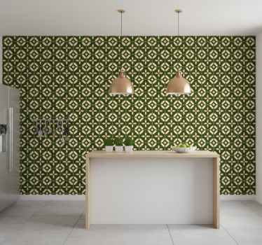 Tapeta do kuchni z geometrycznym ornamentem - TenStickers
