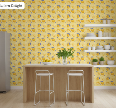 Tapeta do kuchni z radosnym wzorem cytrynowym - TenStickers