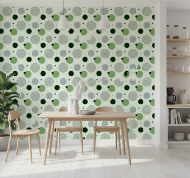 Tapeta do kuchni z zielonymi okrągłymi wzorami - TenStickers