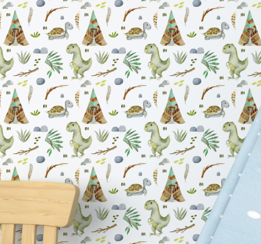 Tapeta do pokoju dziecięcego Akwarela dinozaurów - TenStickers
