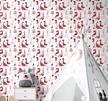 Tapeta do pokoju dziecięcego Szkice czerwone dinozaury - TenStickers
