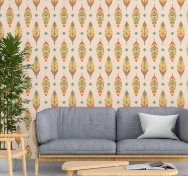 Tapeta do salonu nowoczesny wzór liści - TenStickers