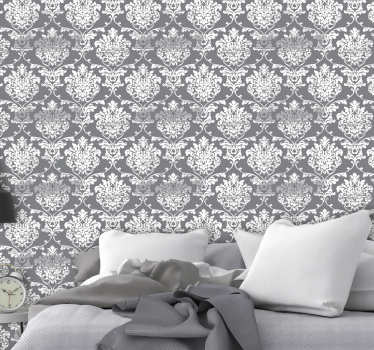 Tapeta do salonu abstrakcja Glamour szare kwiaty - TenStickers