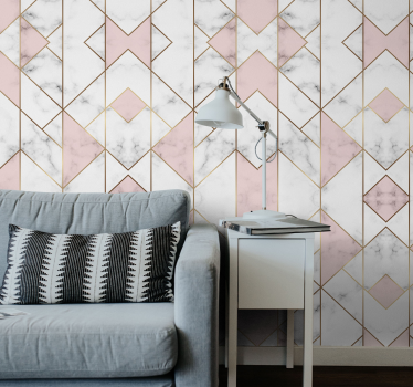 Tapeta do salonu abstrakcja Różowa figura geometryczna - TenStickers
