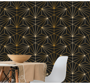 Tapeta do salonu geometryczny wzór złoty - TenStickers