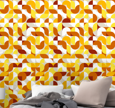 Tapeta do salonu Pomarańczowy i żółty w stylu vintage - TenStickers