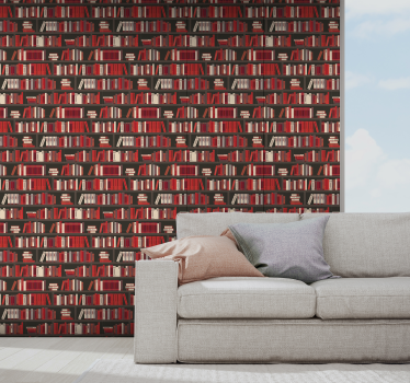 Tapeta do salonu szafa z książkami - TenStickers