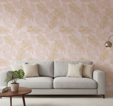 Tapeta do salonu w elegancki wzór liści - TenStickers
