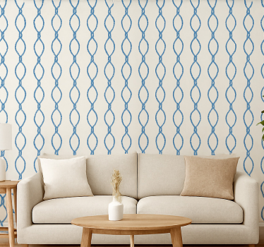 Tapeta do salonu w eleganckim niebieskim wzorze - TenStickers