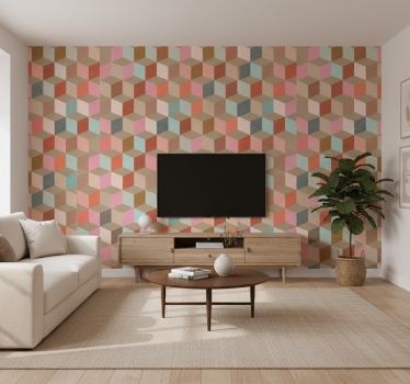 Tapeta do salonu w pastelowy geometryczny wzór - TenStickers