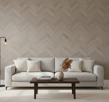Tapeta do salonu wzór jodełki w taupe - TenStickers