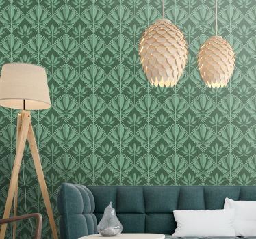 Tapeta do salonu zielony wzór pionowy - TenStickers