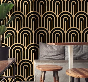 Tapeta do salonu Złote wzory deco - TenStickers