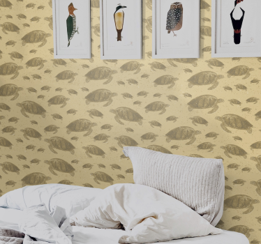 Tapeta do sypialni w piękne żółwie - TenStickers
