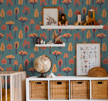 Tapeta drzewa stylizowane motywy botaniczne - TenStickers