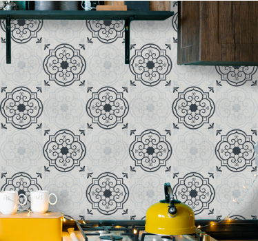 Tapeta do kuchni eleganckie szare płytki - TenStickers