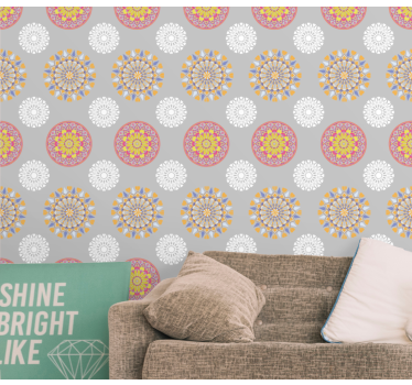 Tapeta do salonu medaliony geometryczne - TenStickers
