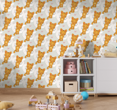 Tapeta koty wzór anielskich kotów - TenStickers
