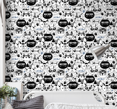 Tapeta koty stylizowany wzór kotów - TenStickers