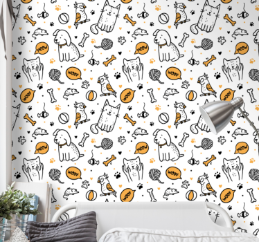 Tapety ze zwierzętami sztuka rysowania zwierząt domowych - TenStickers