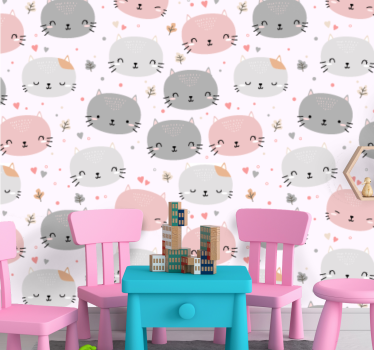 Tapeta koty uroczy wzór kota - TenStickers